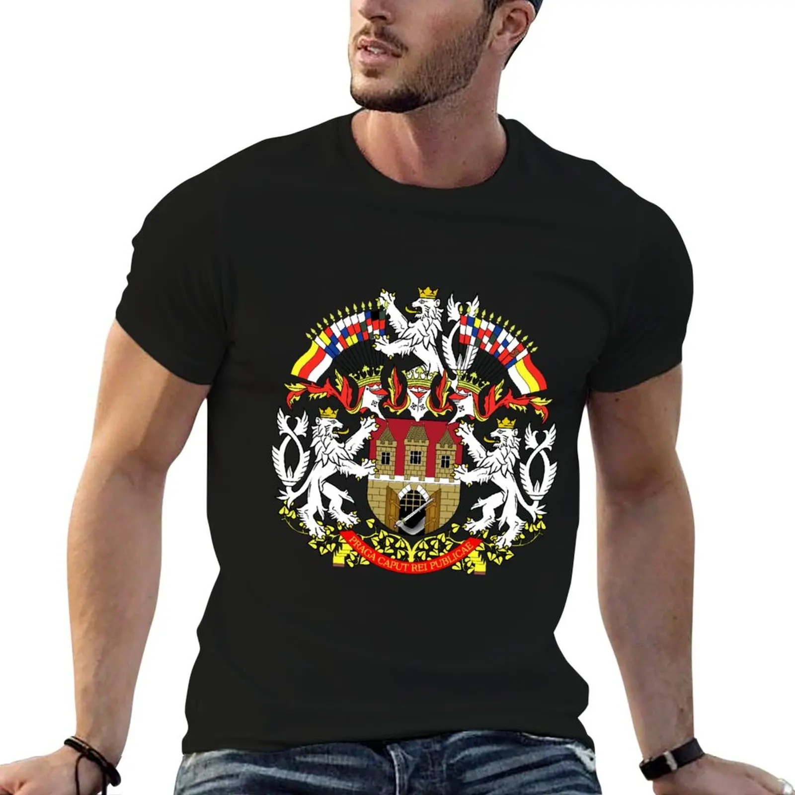 Znak hlavního města Prahy - Czech Prague Praha Emblem T-Shirt graphic shirts street wear customs mens shirts graphic tee