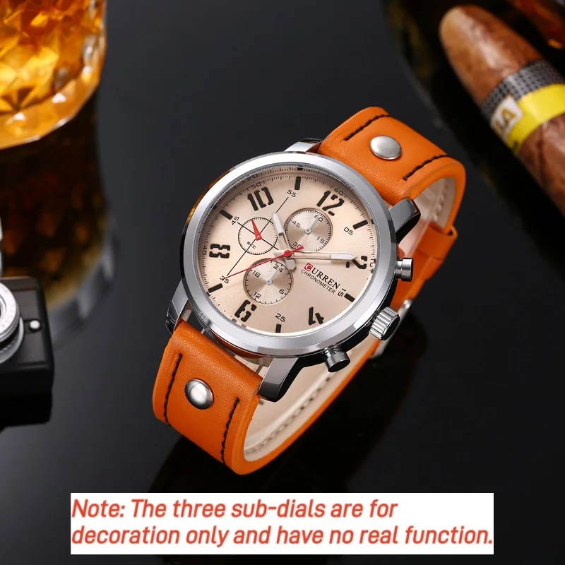 CURREN 8124,8208,8192,8230 Factory Watch Men's Calendar Sports Military Men's Clock Luxury Original PU Leather Strap Watch reloj