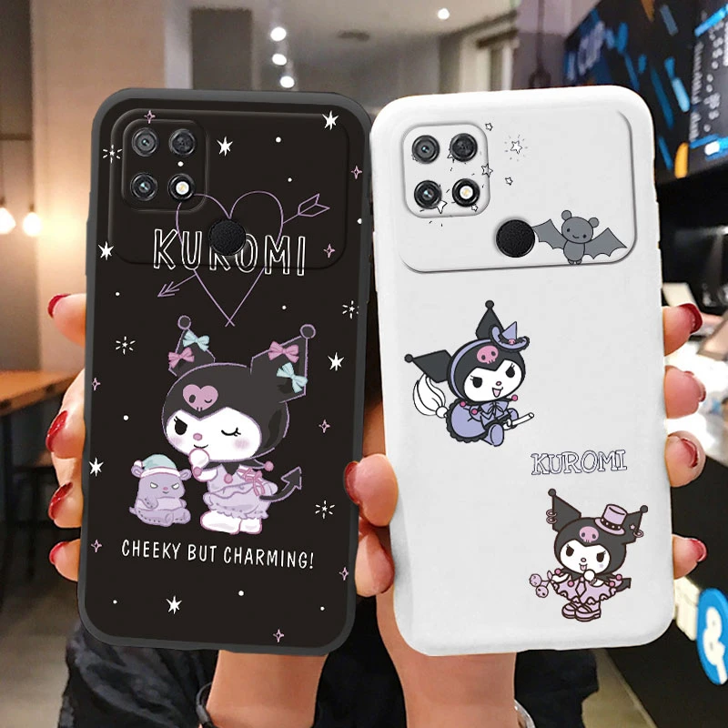 Cute Pink Sanrio Case For POCO C40 PocoC40 Back Cover Anime Cartoon Painted Soft Bumper TPU Funda Coque For POCO C40 Bags Kuromi