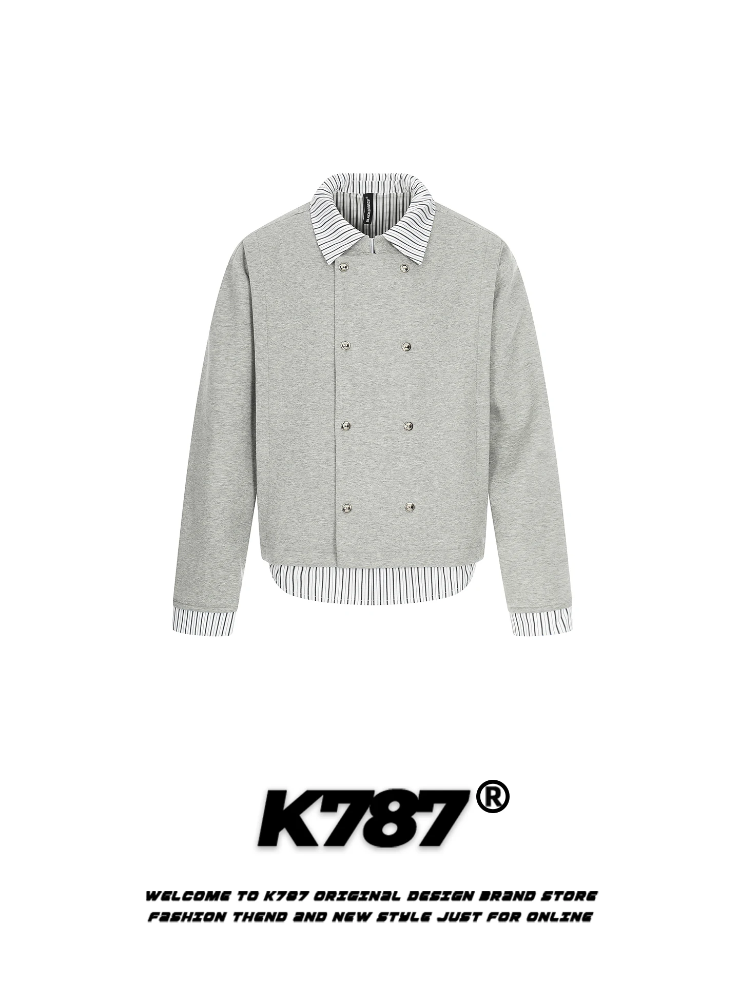 

Куртка-свитшот K787 в американском ретро-стиле, в полоску, двубортная, свободного кроя, для повседневной носки и поездок на работу