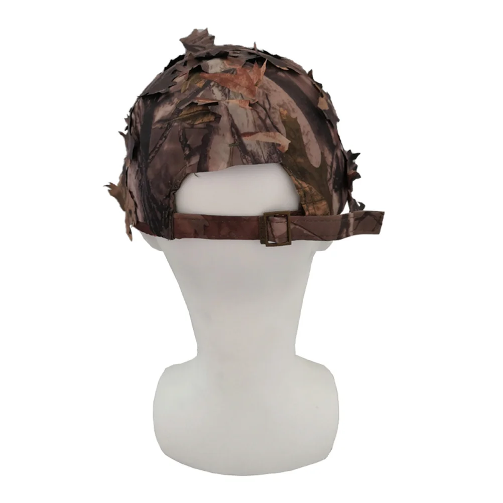 في الهواء الطلق ورقة الغابة التمويه قبعة بيسبول قابل للتعديل حزام الأشعة فوق البنفسجية حماية المحمولة للصيد الصيد السفر #6