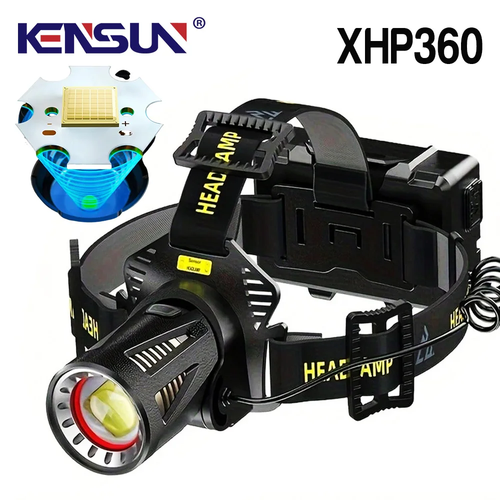 

36-core Super Bright Headlight High Power XHP360 LED Headlamp Strong Light Head Lamp USB Rechargeable Zoomable Camping Fishing