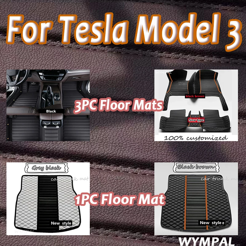 

Luxury Car Floor Mats For Tesla Model 3 2019 2020 2021 Pads Automobile Carpet Cover Interior Accessories Custom Auto Foot Parts
