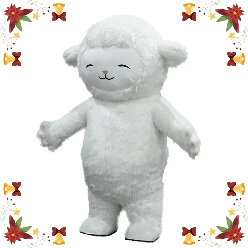 

Белый надувной костюм овцы, плюшевый, для взрослых, для косплея, маскарада, Хэллоуина, карнавалов, не требует батареек