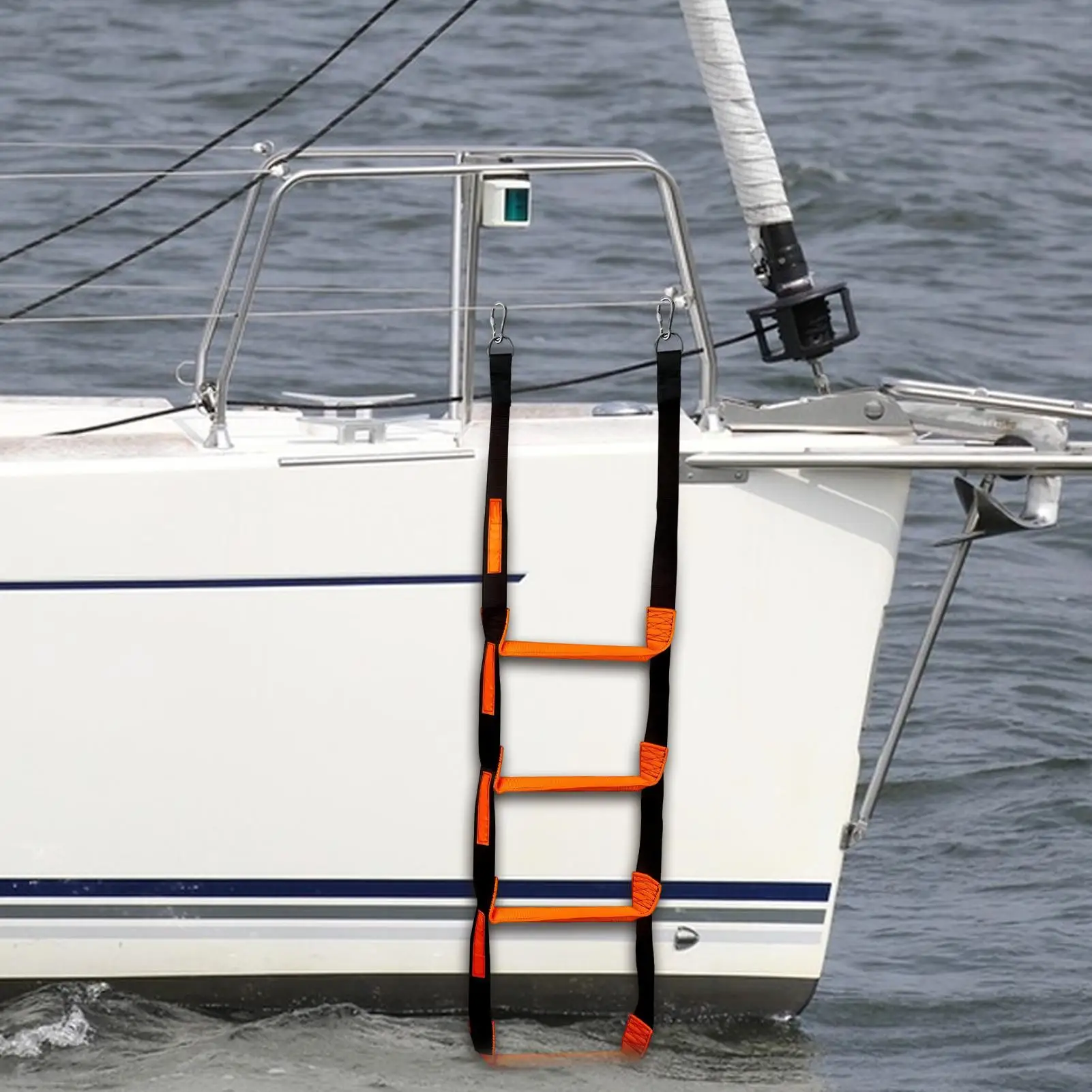 4-Stufen Marine-Seilleiter, Anlegesteg-Klettertreppe, Marine-Einstiegsleiter, Ponton-Klappseilleiter für Boote, 600 lbs Tragfähigkeit – Detail 4