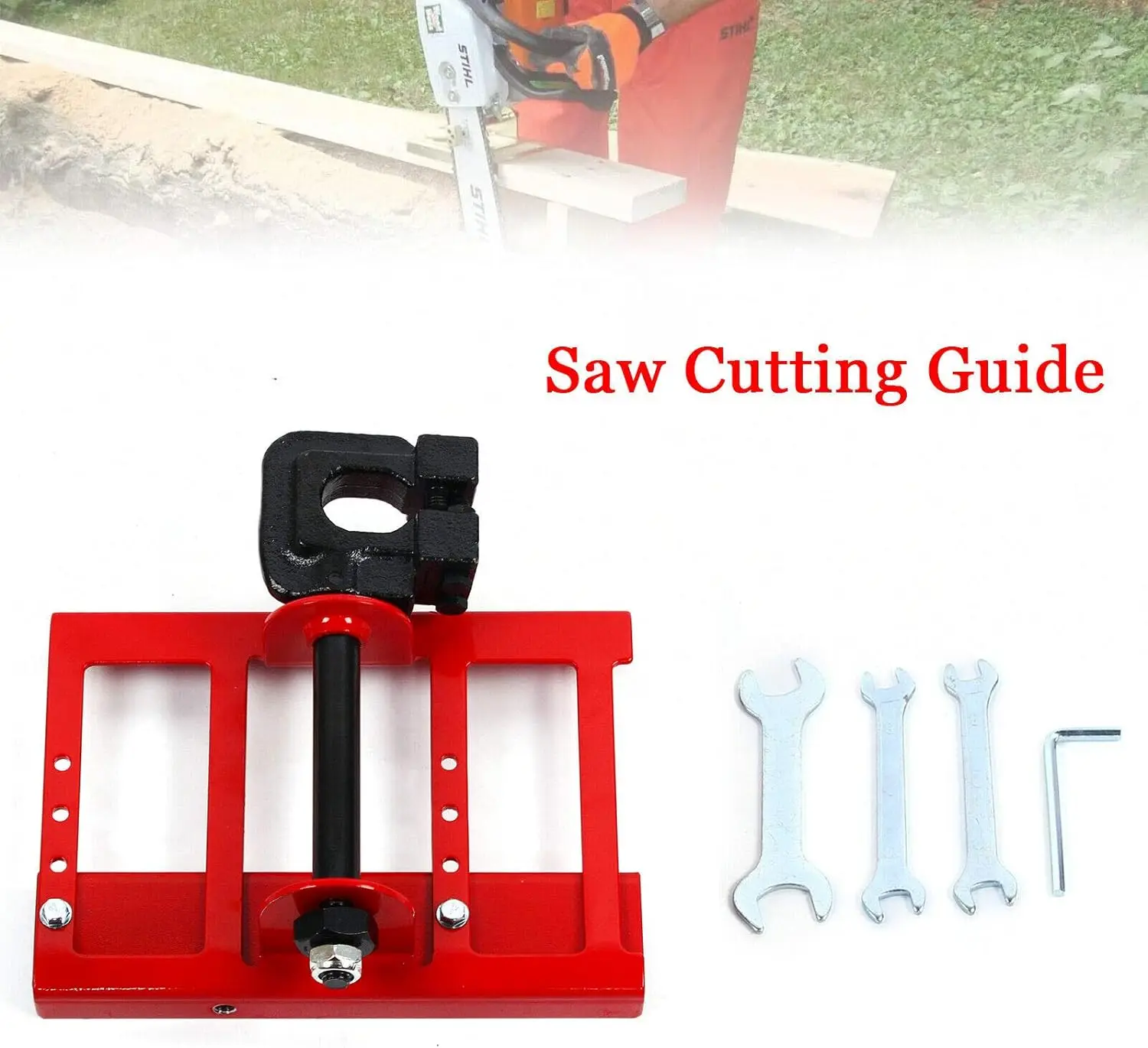 Red Chainsaw Mill Lumber Cutting Guide Saw Steel Steel Saw Chainsaw Mill Lumber Cutting Guide Red Chainsaw Mill Lumber Cutting