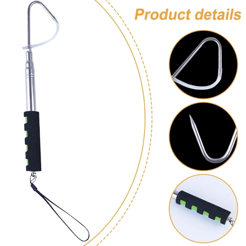 Fishing Gaff Fishing Hook Stainless Steel Strong Sharply Fishing Gaff Hook with Protections Cover Telescopic Fishing Gaff