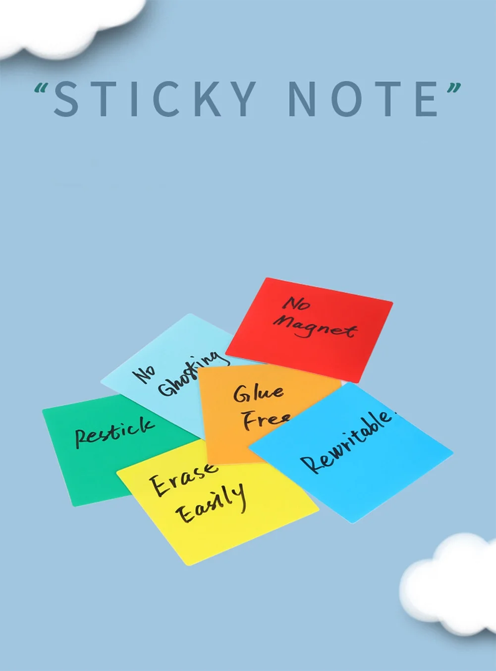 Colorful Sticky Notes Can Be Adsorbed And Removable Pet Stickers Are Waterproof And Reusable And Erasable Sticky Notes