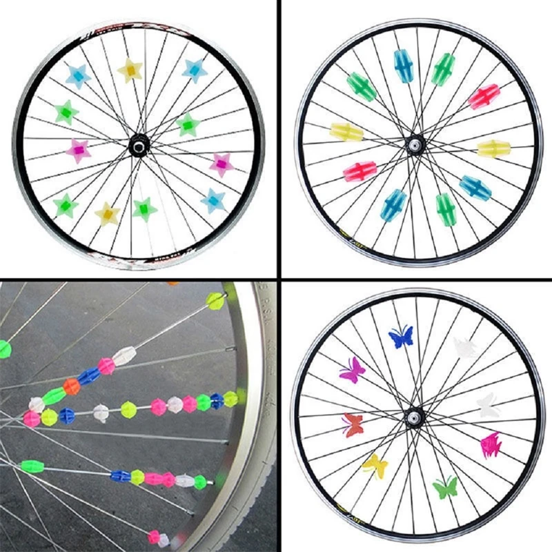 25/35Pcs Colorful Safety Kids Clip Bicycle Round Multi-Color Love Heart Stars Wheel Bike Accessories Decoration Bead Spoke Beads