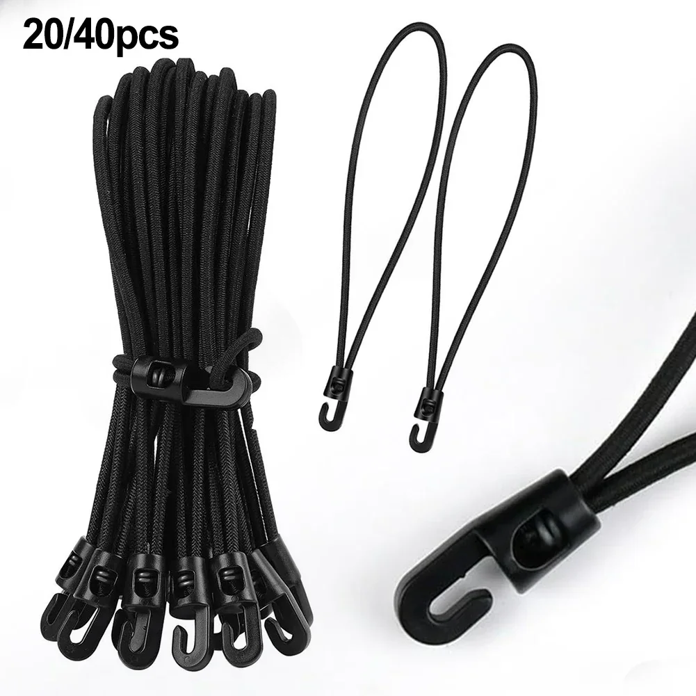 20/40pcs 25cm Bungee Cord With Hooks Adjustable Multiple Hook For Securing Tarps Camping Gear Truck Loads