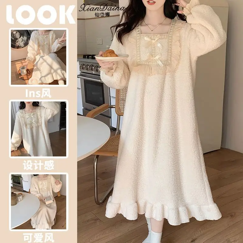 

Women's Clothing Pajama Set Homewear Long Sleeves Pants Two-Piece Set Autumn and Winter Thicken Comfortable Sweet Fashion