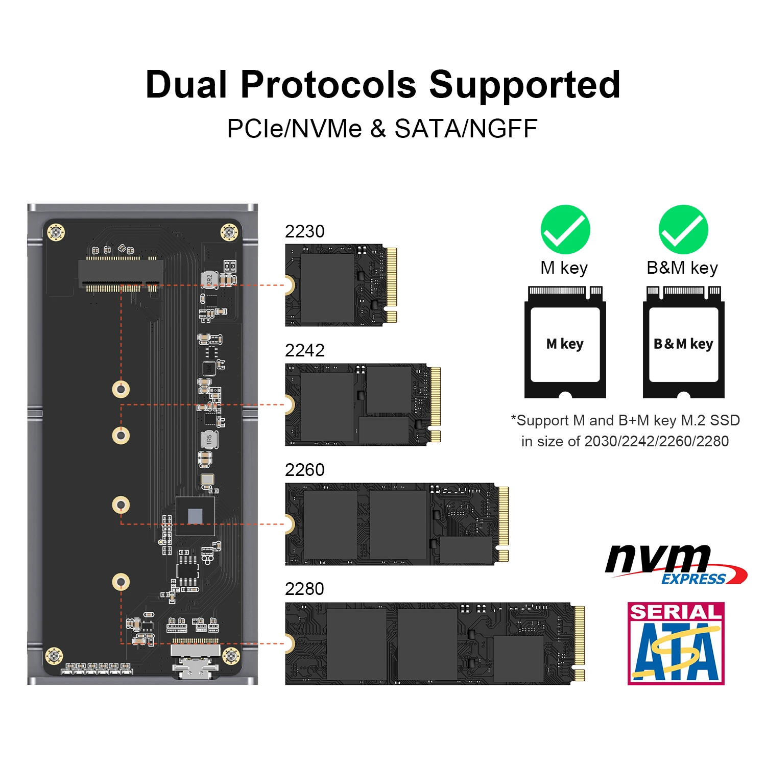 Imagem -05 - Gabinete Ssd Qwiizlab Usb4 M.2 Nvme sem Ventoinha 40 Gbps tipo c Pcie Gen Uasp Cabe no Tamanho 2280 2260 2242 2230 mm Suporta Teclas m Key b e m Caixa de Alumínio Resistente Cinza