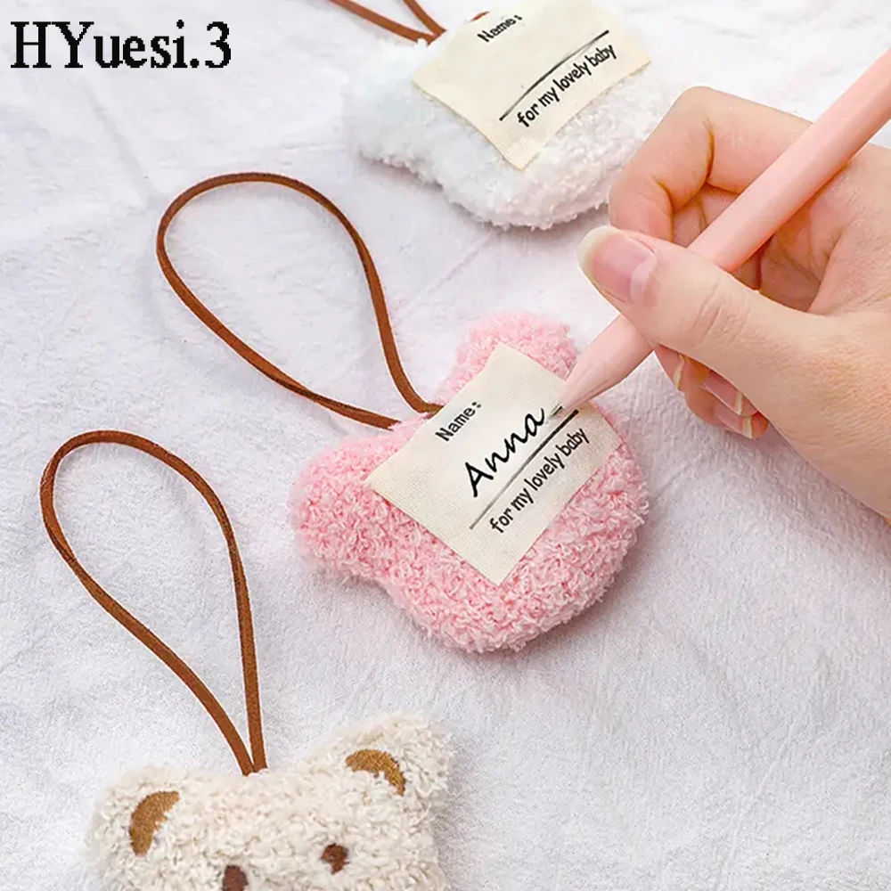 Cute Plush Bear Keychain Cartoon Animal Shaped Kindergarten Name Tag With Key Rings For Women Girl Kid Wallet Schoolbag Ornament