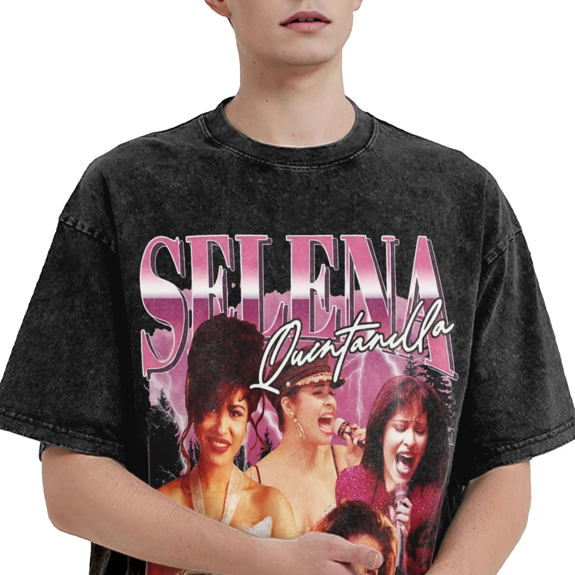 Graphic Printed Love Valentine Selena quintanilla Washed Shirts Merch Oversize T-Shirt  Men Women Tees