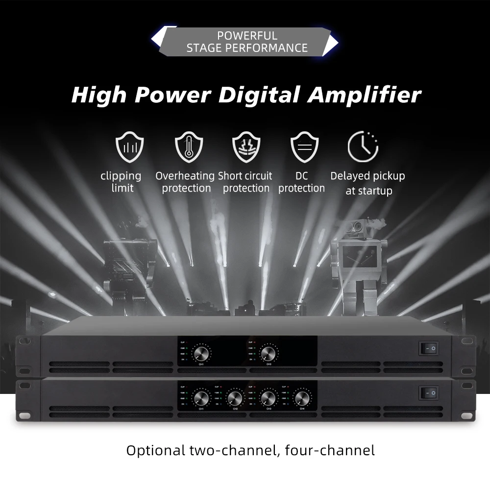 Factory Hot Selling Class G Digital Power Amplifier Professional 2/4 Channel Power Amplifier/1500W Power/1U Size