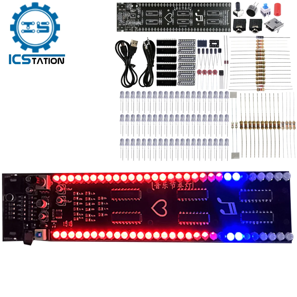 DIY Electronic Kit LED Light Music Spectrum Volume Level Indicator 30 Segment Audio Rhythm Dual Color Light Soldering Practice