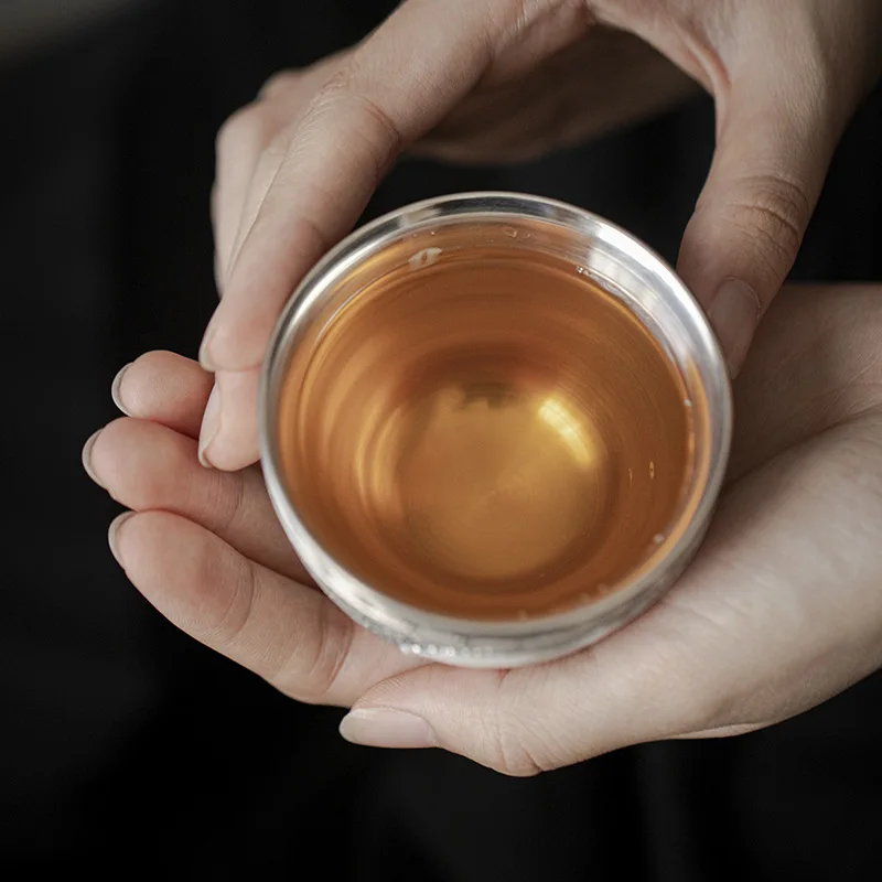 كوب رئيسي من الفضة الإسترليني عيار 999، كوب شاي منزلي من السيراميك، طقم شاي الكونغ فو، كوب واحد