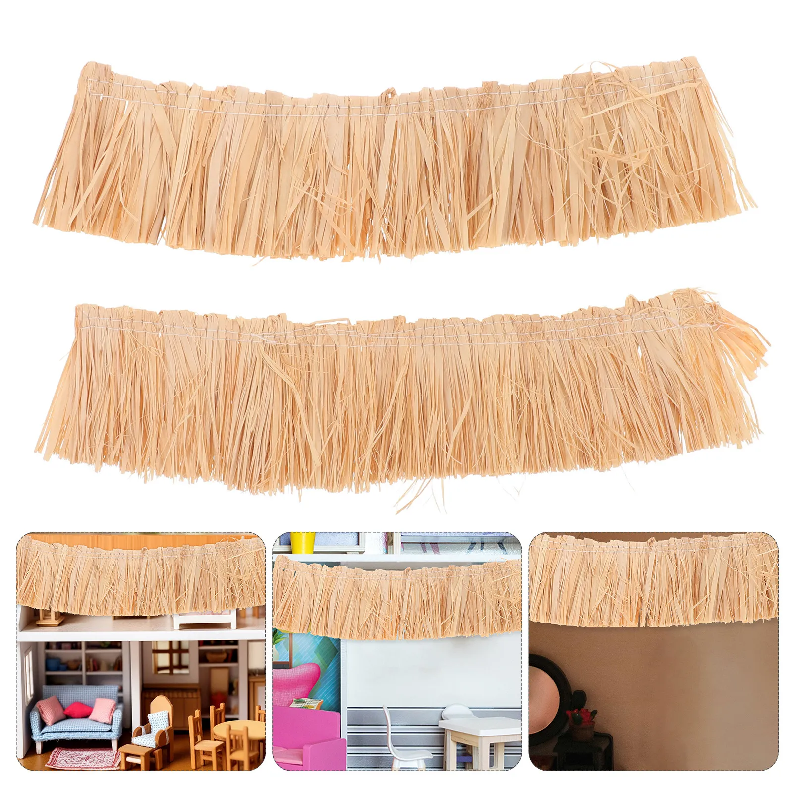 

6Pcs Miniature Thatch Roof 20x5cm Natural Straw Handcrafted Diorama Grass Roof Material for Fairy Garden DIY Micro Landscape