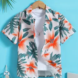 Boy's Hawaii Shirt Children's Clothing Casual T-Shirt for a Boy Short Sleeve Button Baby Summer Clothes Children's T-Shirt Girls