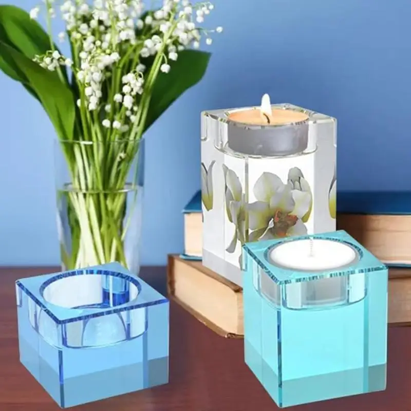 DIY Square Candle Epoxy Silicone Mold Candlestick Holder Ornament Resin Epoxy Mold Home Decoration Storage