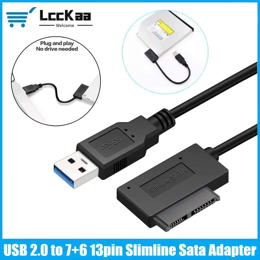 Mini SATA USB 2.0 To Sata II 7+6 13Pin Adapter Converter Cable Steady Style for Notebook Laptop CD/DVD ROM Slimline Drive HDD