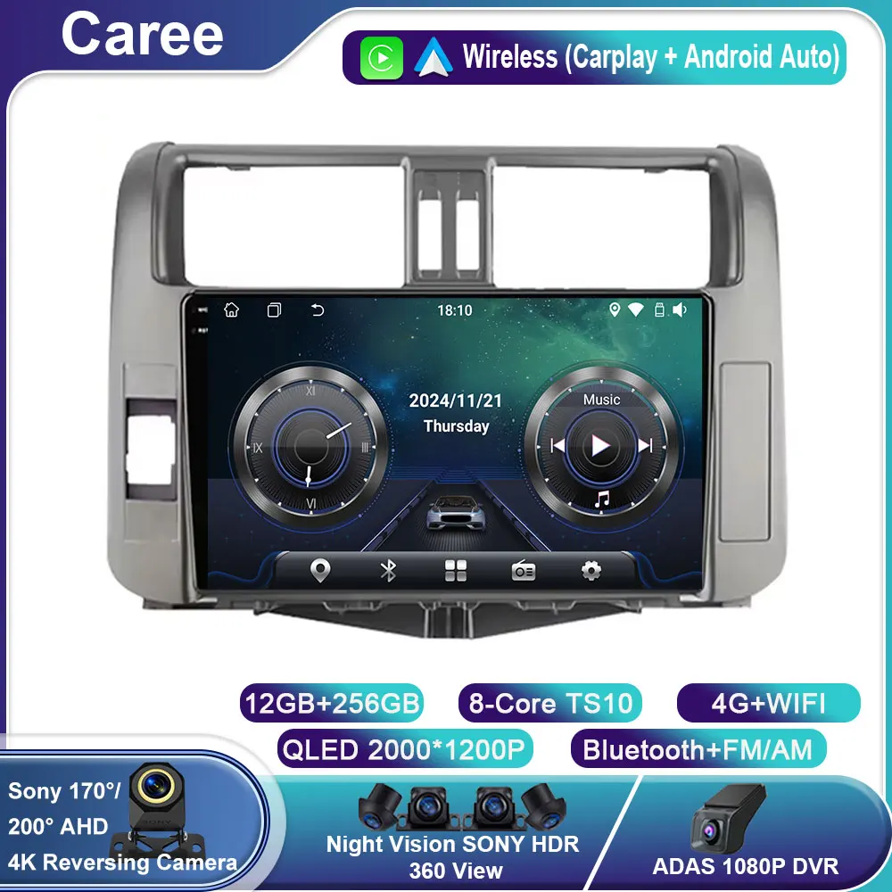 

Car Radio Carplay For Toyota Land Cruiser Prado 150 2009 - 2013 Navigation GPS Android Auto Stereo Autoradio 4G Wifi No 2din DVD