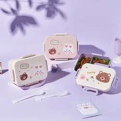 Cute Bento Lunch Box School Heater Portable Plastic Lunch Container For Kids Girls Bread Sandwich Food Warmer Compartments