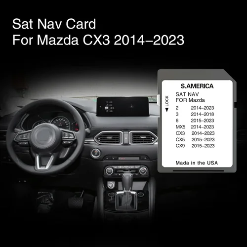 UTILIZACIÓN para Mazda CX3 de 2014 a 2023 Navi Actualizar Mapas de América del Sur Navegación GPS Tarjeta de mapa SD