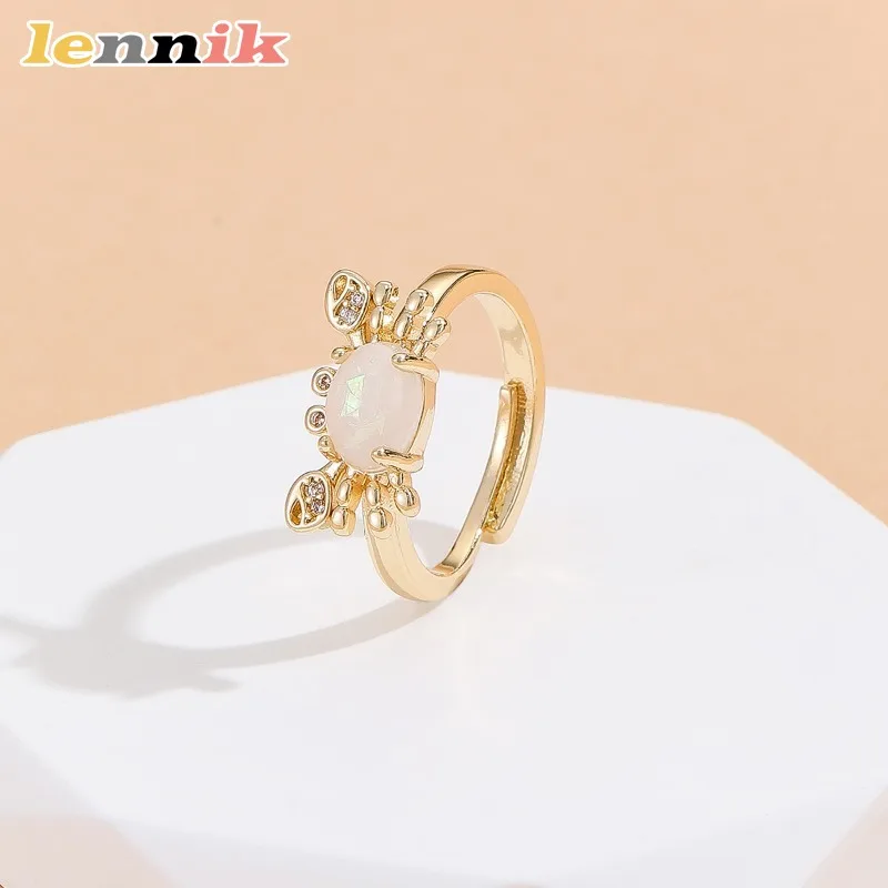 خاتم السلطعون الأنيق من حجر القمر، مجوهرات إبداعية أنيقة وفريدة من نوعها للنساء، خاتم إصبع سرطان البحر بتصميم متخصص مرصع بالألماس