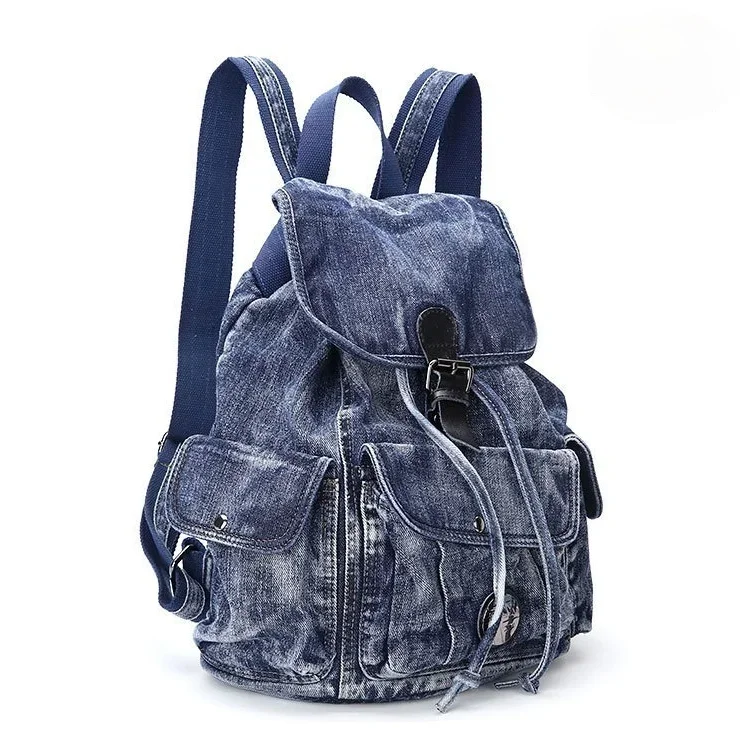 Fashion Casual Denim Women Backpack Large Capacity Jean Bag Teenage Girls School Shoulder Bag Female Backpack