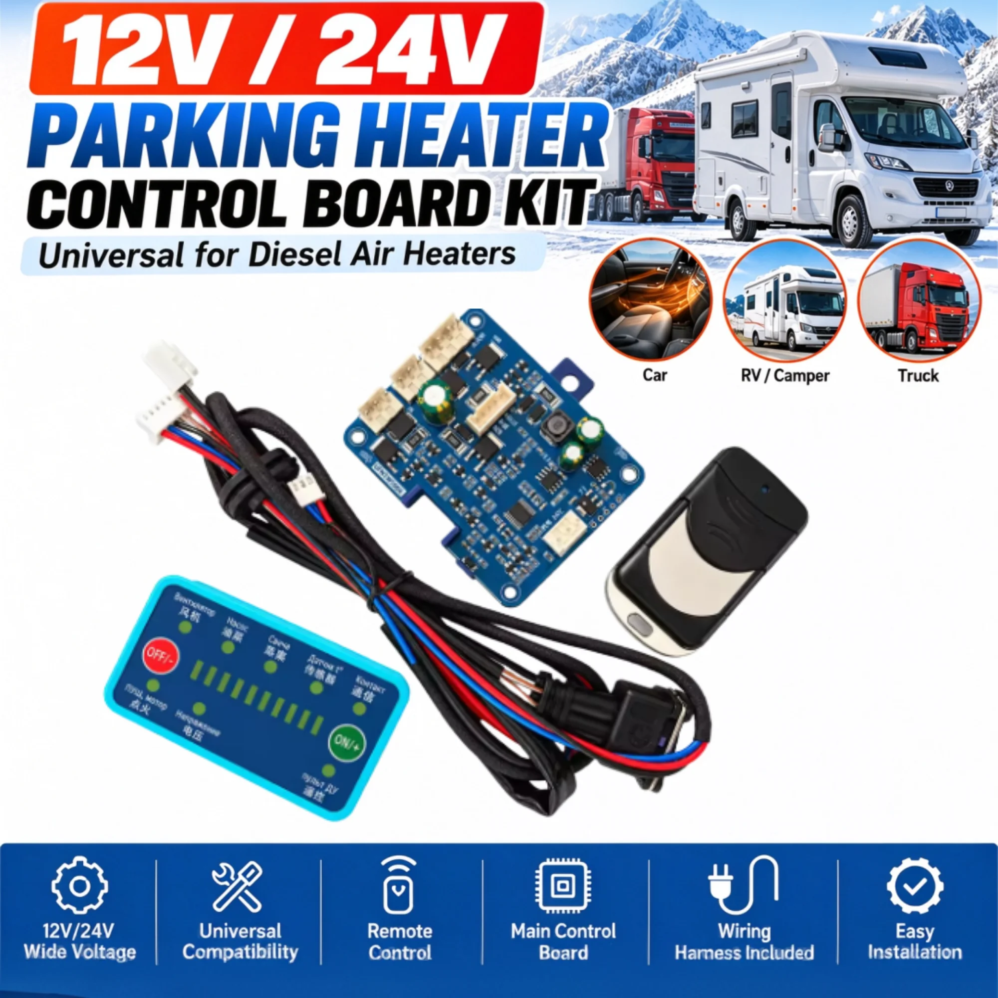 Parking Heater Remote Control Kit - 차량용 디젤 주차 히터용 범용 메인