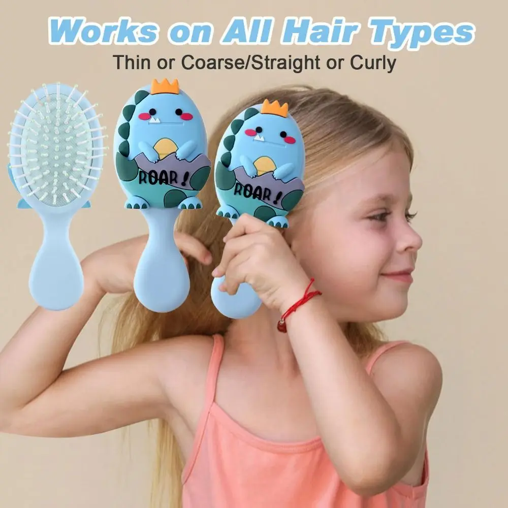 Mini Dinosaurs Hair Brush Travel for Boys and Girls Baby Hair Detangling Brush Massage Hair Brush with Air Cushion