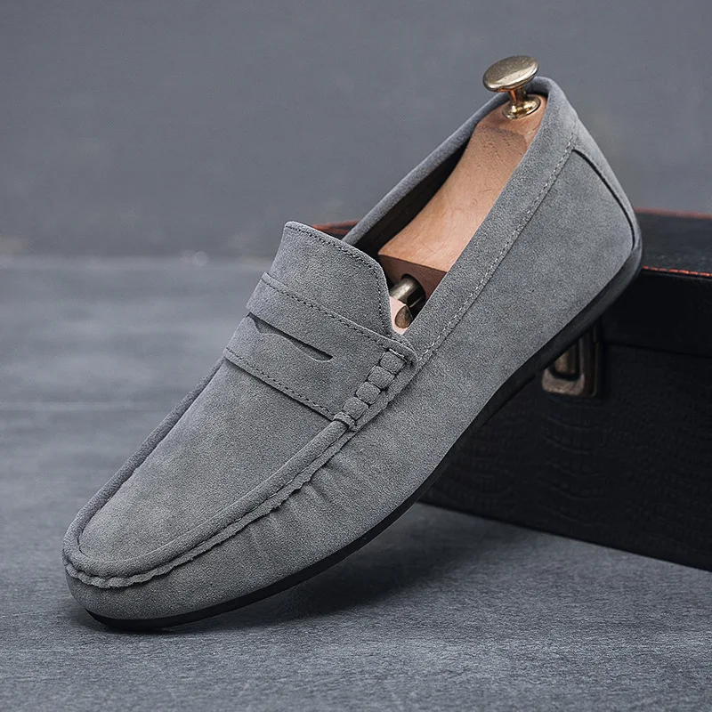 

Casual Loafers Spring Men's Shoes Suede Loafers For Men Soft Driving Moccasins High Quality Flats Male Walking Shoes on offer