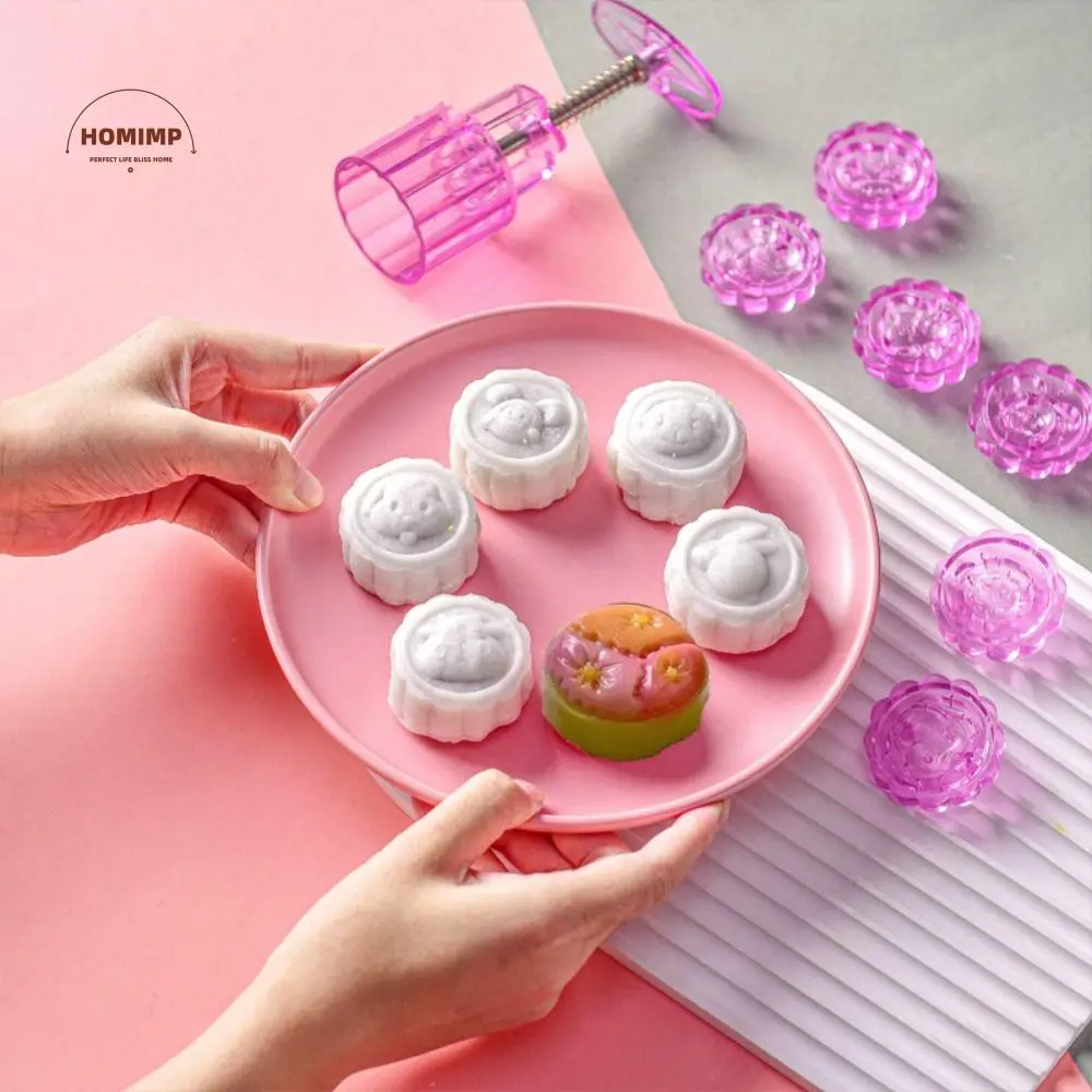 

Festival Non-stick Mooncake Mold Plastic Hand Press Cookie Stamp Transparent DIY Pastry Mold Festival Preparation