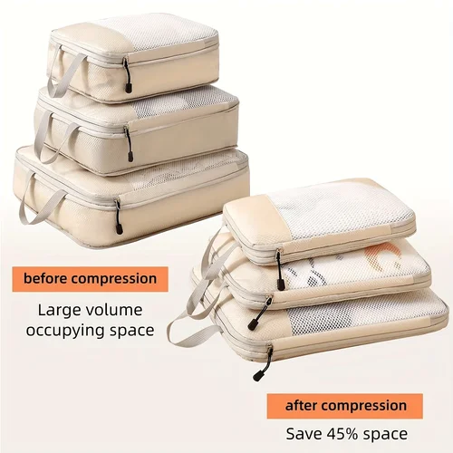 Cubo de embalaje de compresión de viaje de 3 piezas, bolsa de viaje, organizador de equipaje, artículos esenciales de viaje, cubo de compresión de equipaje de mano