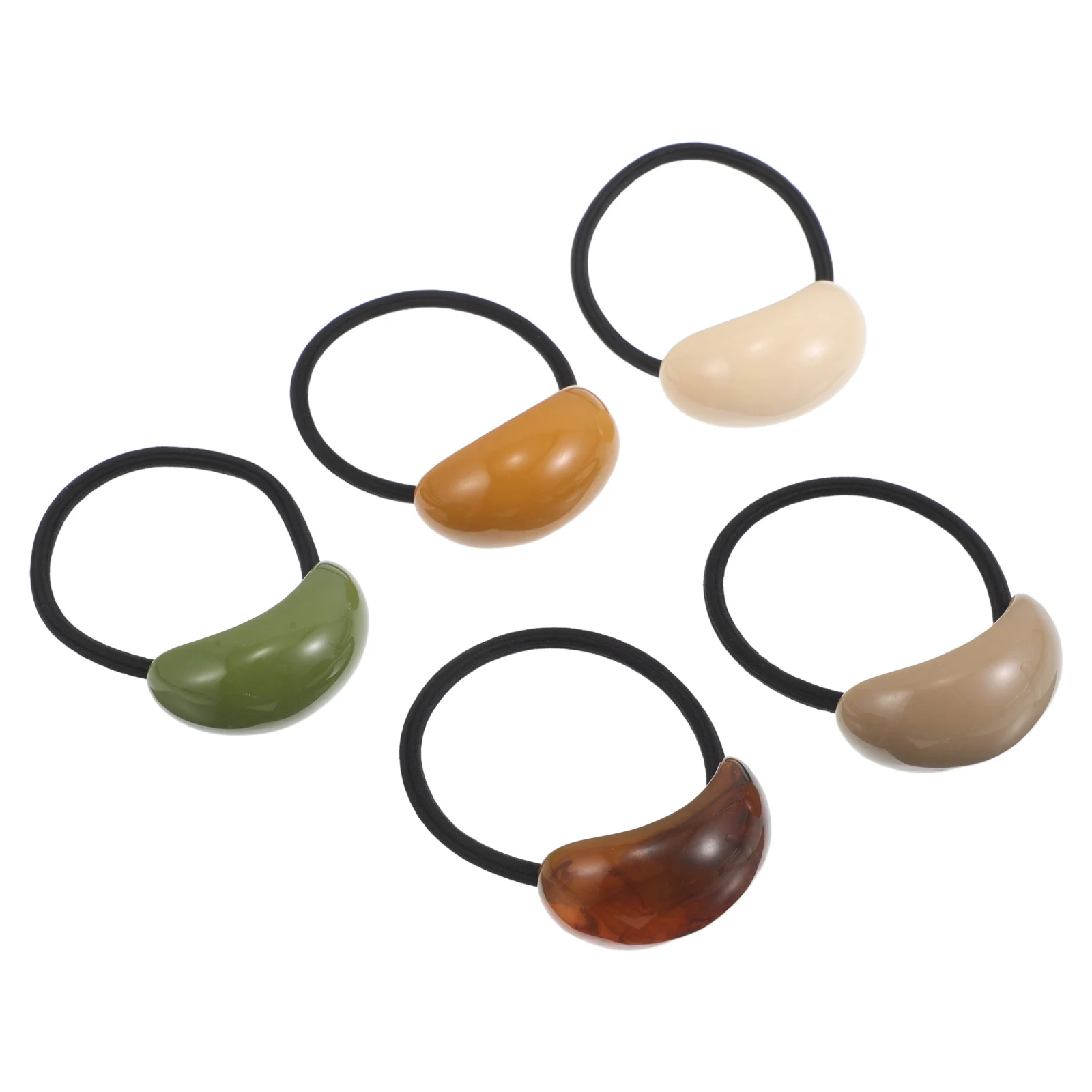 

5pcs Geometric Elliptical Hair Circle Colorful Elastics Ponytail Holder Oval Buckle Durable Elastic Women Accessory Hairstyle