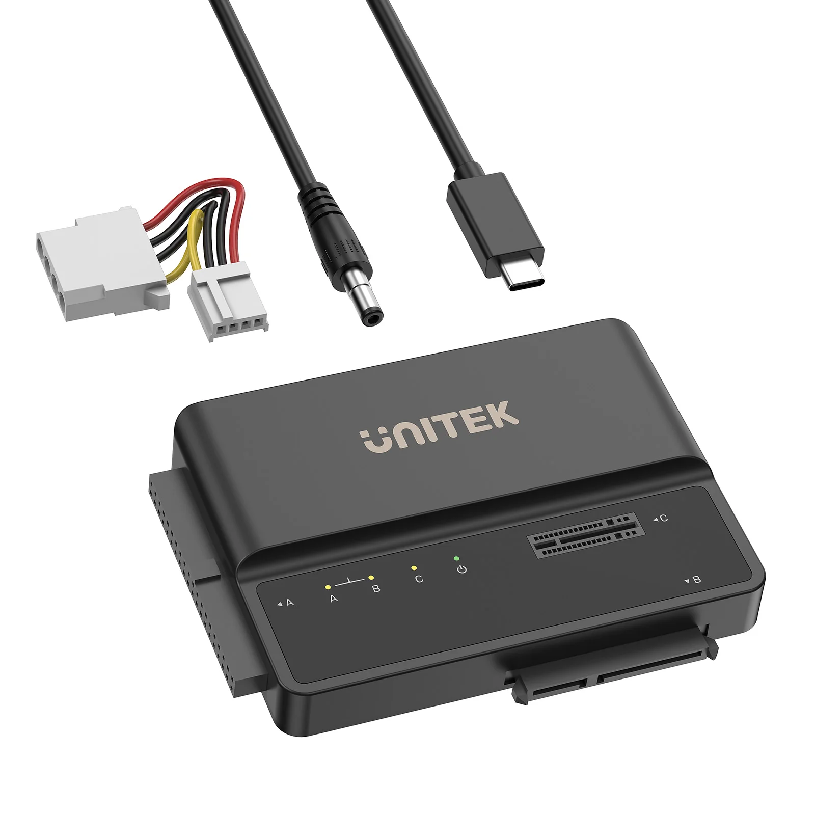 Unitek USB Type C 10Gbps to M.2 SATA IDE 3 in 1 Multi-LUN Adapter Tool-Free Portable External PCIe NVMe Hard Drives Box