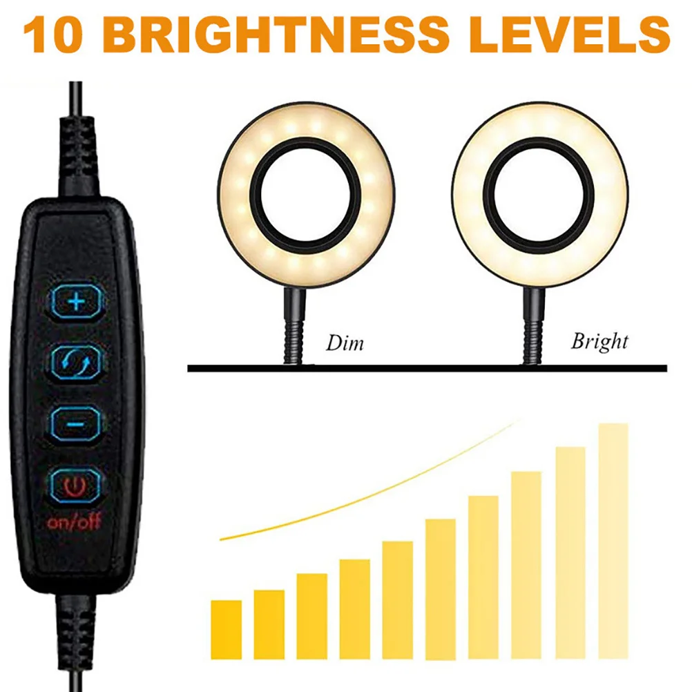 

Desk Clip-on Light LED Clip Light Adjustable Dimmable Makeup Reading Lamp Eye-Caring USB Powered Flexible Bed Table Lamp