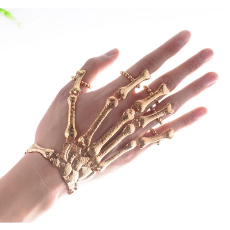 할로윈 과장된 금속 해골 해골 팔찌 유령 발톱 연결 손가락 팔찌 할로윈 쥬얼리