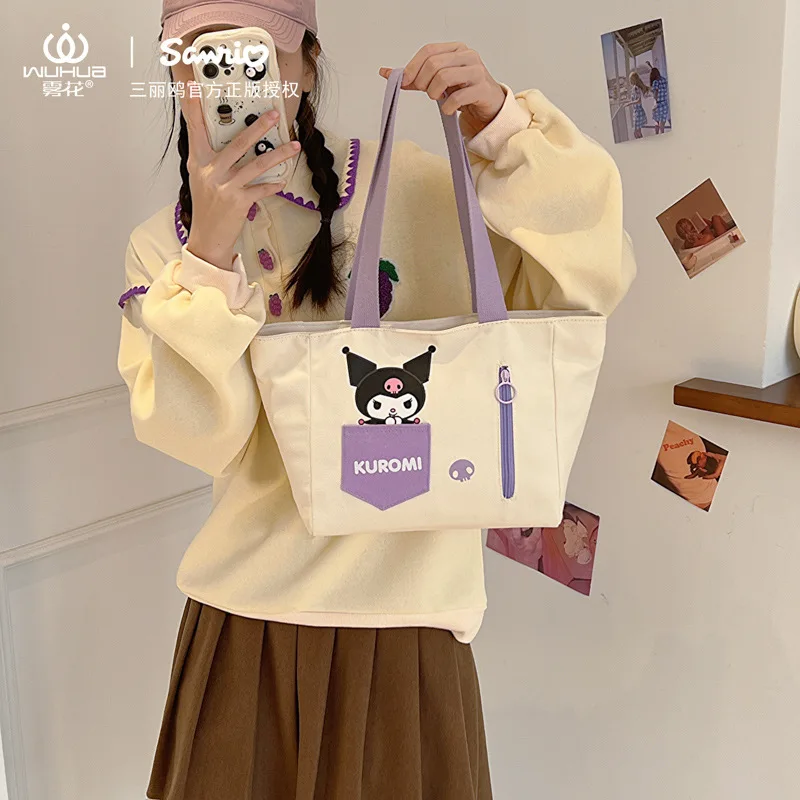 New Sanrio Cartoon Cuolomi Canvas Handbag Shoulder Bag Shoulder Handbag for Women Travel Sport Toys Girls Purses and Handbags