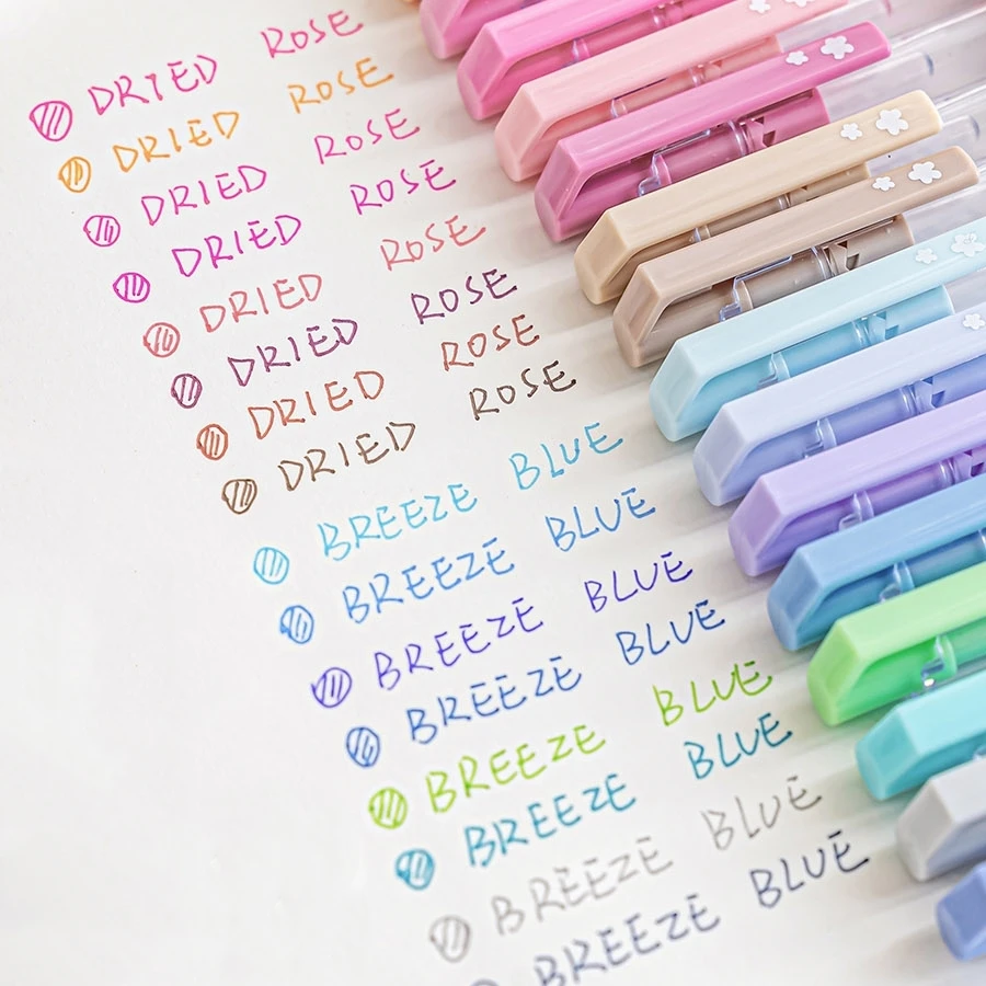 8pcs Seasons Color Neutral Pens Set Dried Rose & Breeze Blue Multi Colors 0.5mm Ballpoint for Writing Drawing A7697