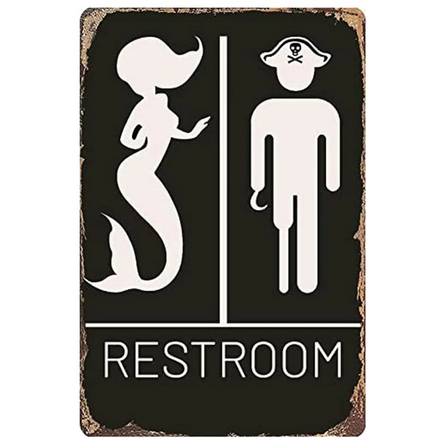 Unisex Toilets Sign Funny Vintage Tin Sign Bathroom Decorations, Retro Restroom Plaque for Bar Cafe Home Wall Poster 12x8 Inches