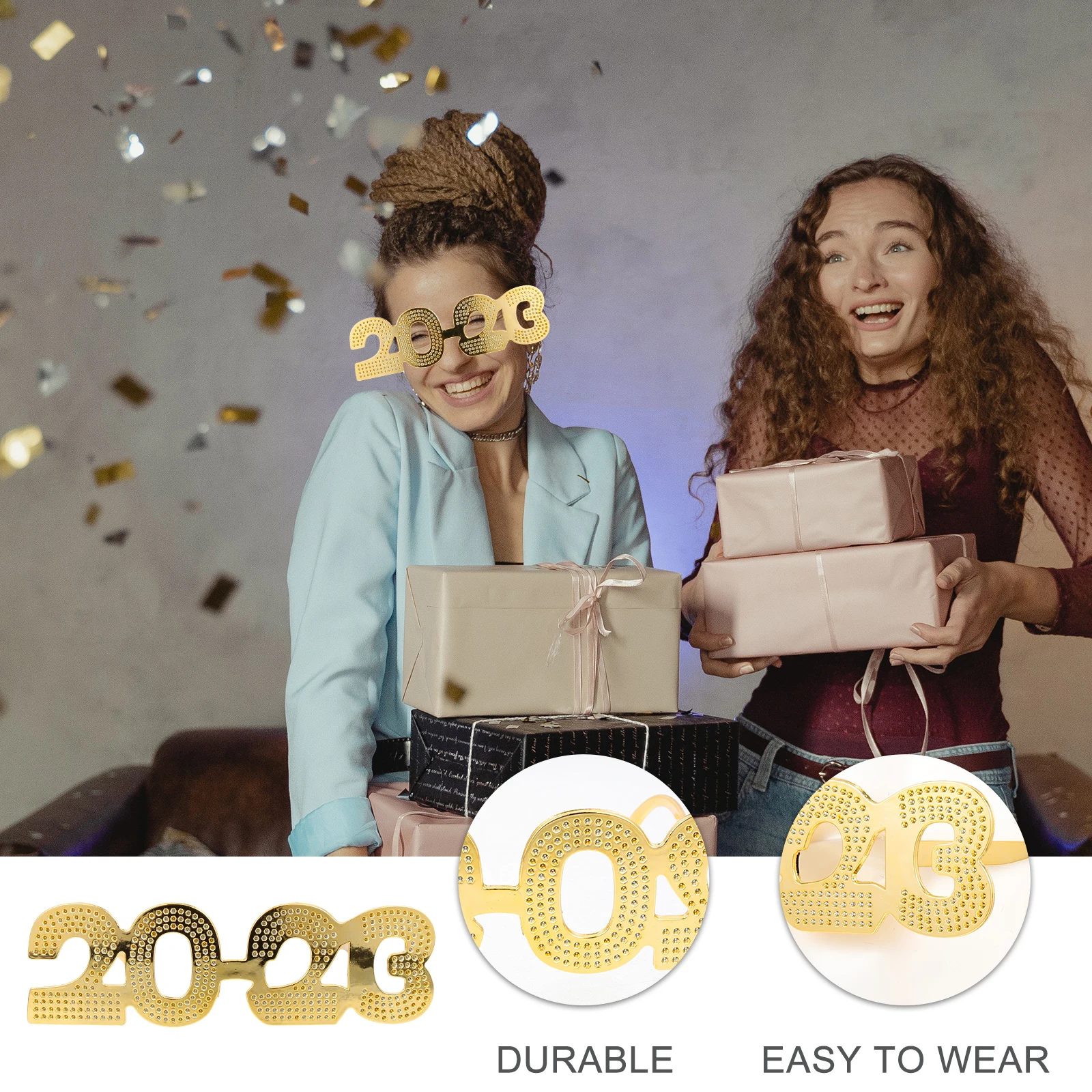 

2023 Designed Plastic Party Eyeglasses Funny Performance Glasses For New Year Party Decor Cosplay Props Bright Graduation Photo