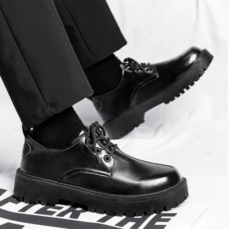 

Classic Men's Flat Low-top Round-toed High-quality New Shallow-mouthed Comfortable Leather Casual Business Style Formal Shoes