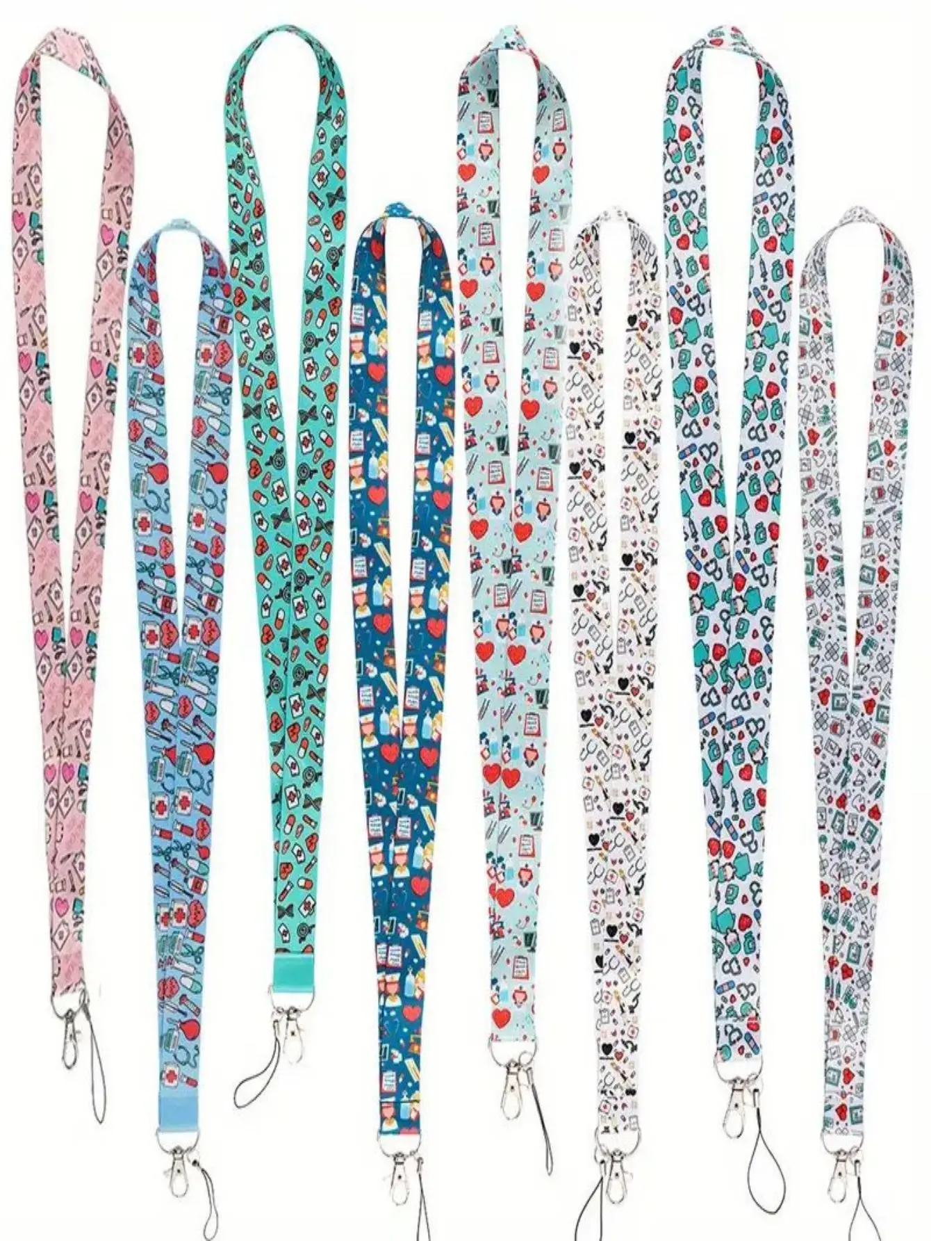 2pcs Vertical Nurse and Doctor Character Badge Hanging Rope Set,  Durable Personnel Extendable Scroll ID Card Hanging