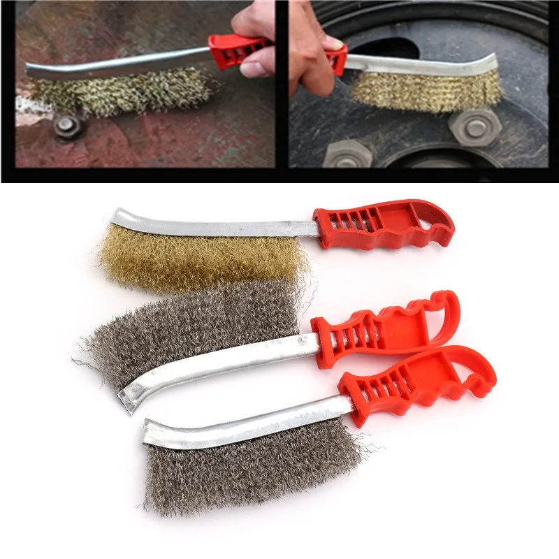 

1Pcs Stainless Steel Wire Brushe Rust Cleaner Clear Plastic Handle Brush Hand Tools Polishing Brush for Removing Rust Deburring