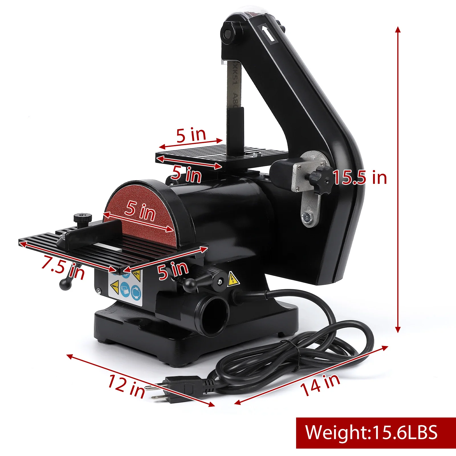 1'' x 30'' Belt Sander and 5'' Disc Sander,Professional Benchtop Belt Sander,Powerful Bench Sander with 2.1A powerful Motor