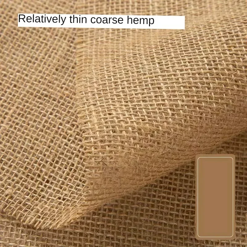 Jute Fabric By The Meter for Tea Mat Upholstery Tablecloth Sewing Soft Thickend Textile Wear-resistant Breathable Stripe Pattern