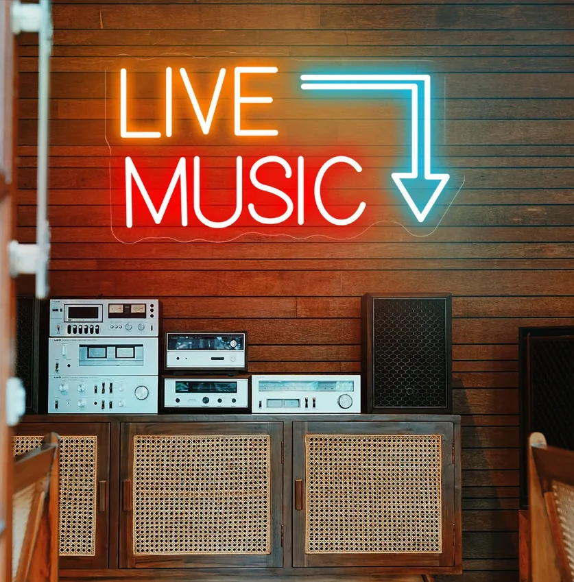

LIVE MUSIC Custom LED Neon Sign Personalized Neon Light Up Sign Bar Nightclub Music Studio Wall Decor Living Room Decoration