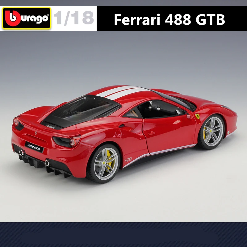 Bburago 1:18 Ferrari 488 GTB 70th Anniversary Alloy Car Model Diecasts Metal Toy Sports Car Model Simulation Childrens Toys Gift